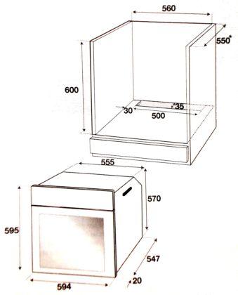 Dimensiuni Cuptor Beko OIM 25501 X